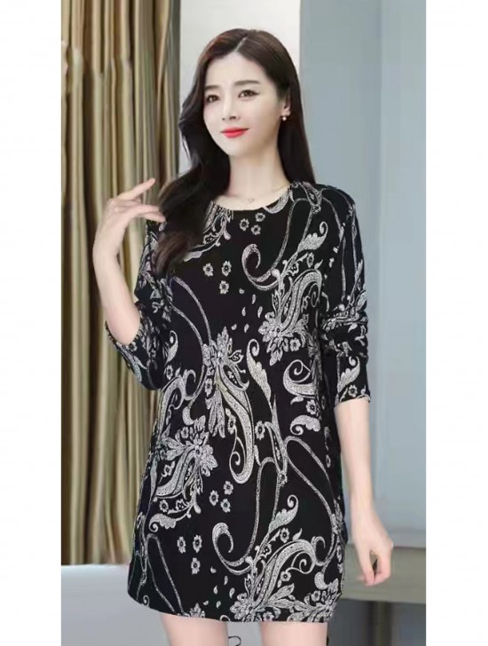 Ladies  Floral Printed Knit Fashion Top 